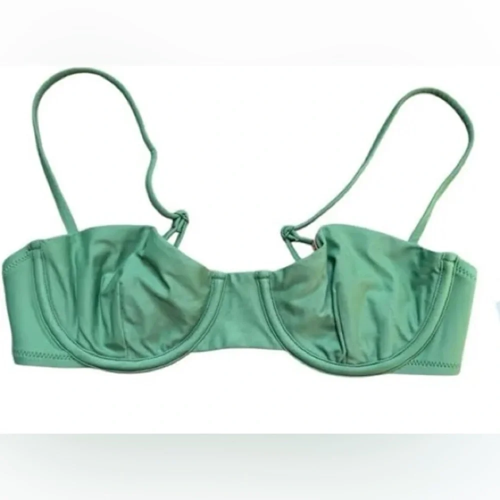 J. Crew Balconette underwire bikini top, green, size 34C, NWT